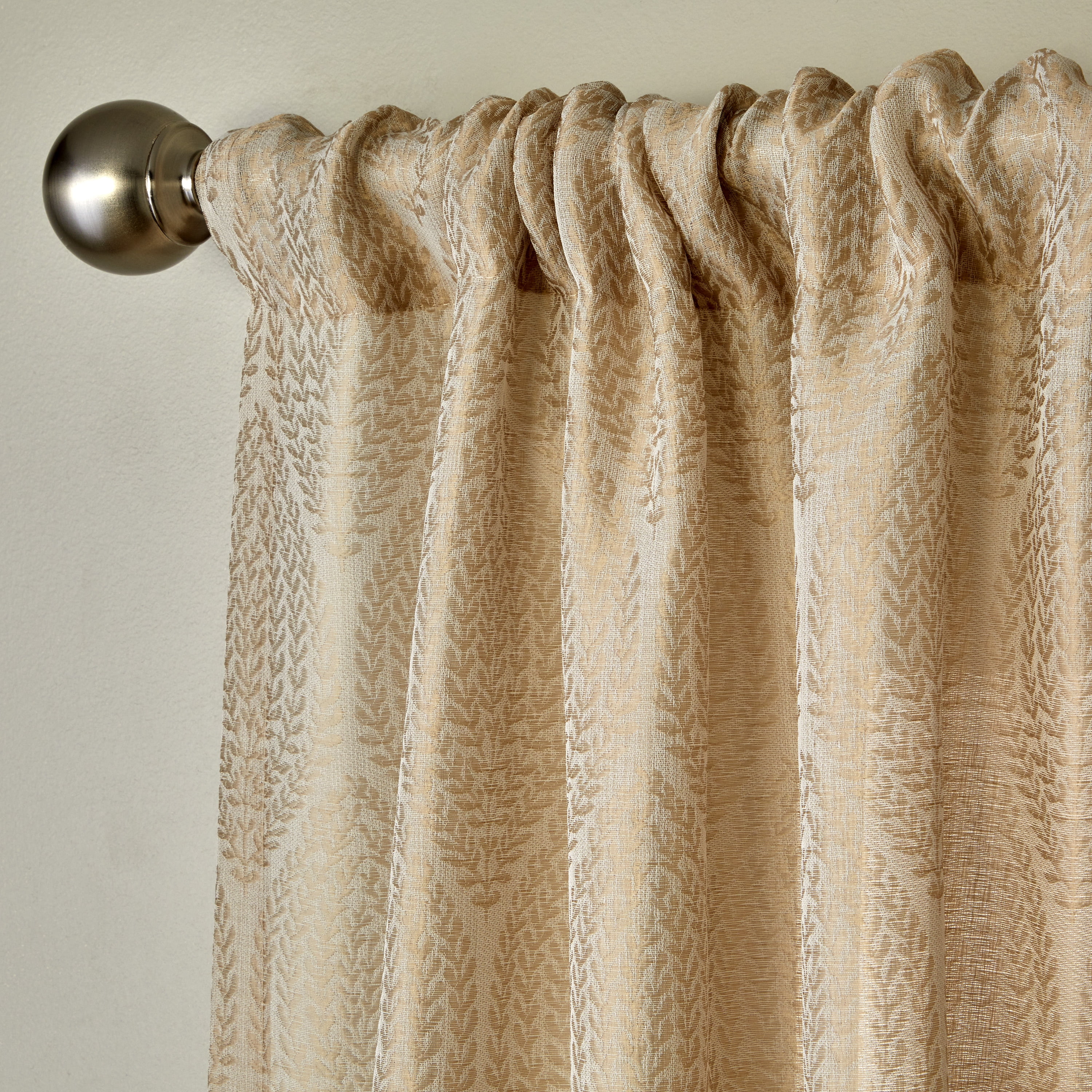 SKL Home Leaf Damask Curtain Panel, Natural, 56x84