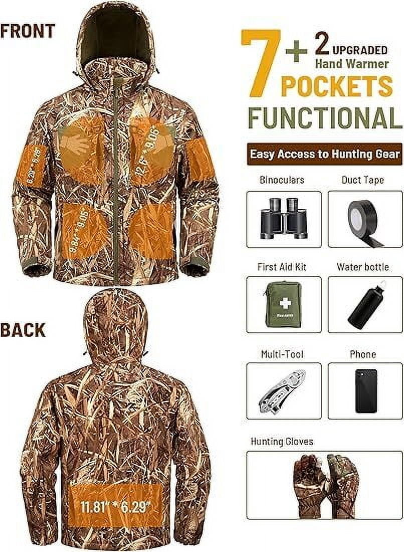 NEW VIEW Insulated Hunting Jacket for Men Cold Weather, Warm Camo Hunting Jackets with Hood, Water Resistant Hunting Clothes