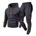 thumbnail image 3 of Ceisia Men's PARIS Print Hooded Tracksuit Set with Kangaroo Pocket for Casual & Sports Wear Dark Gray L Gifts, 3 of 4