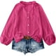 thumbnail image 3 of Tops de otoño,Blusa de mujer de color liso, con encaje, escote en V, manga larga, poliéster, informal, para uso doméstico y diario, sopatenor, 3 of 8