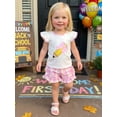thumbnail image 4 of BemeyourBBs Toddler Baby Girl Back to School Outfit Kdis Baby Girls Kindergarten Outfits First Day of School Outfit Apple Pencil Embroidery Fly Sleeve T Shirt Tops and Plaid Shorts 2Pcs Set, 4 of 9