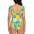 thumbnail image 5 of Disketp Lemons PrintWomen's Ruffled One Piece Swimsuit V Neck-Small, 5 of 8