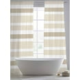 thumbnail image 3 of Beige Brown Sheer Curtains 108 inches Long 2 Panels Set White Stripe Tiers Sheers Rod Pocket Small Window Short Curtains for Kitchen Cafe, Each 52" W x 108" L, 3 of 7