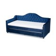 thumbnail image 1 of Baxton Studio Perry Contemporary Tufted Velvet Twin Daybed with Trundle, Kids, Blue, 1 of 10