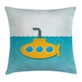thumbnail image 1 of Yellow Submarine Decor Throw Pillow Cushion Cover, Illustration of Submarine Bubbles below the Sea Pattern, Decorative Square Accent Pillow Case, 20 X 20 Inches, Baby Blue Earth Yellow, by Ambesonne, 1 of 2