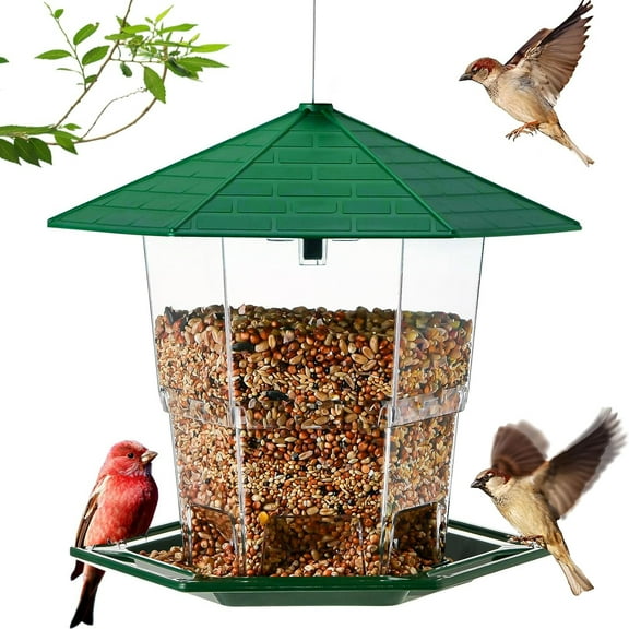 Bird Feeders for Outside, Retractable Bird Feeders for Outdoors Hanging, Feeder Squirrel Proof for Outdoor, Garden Yard Decoration (Green)