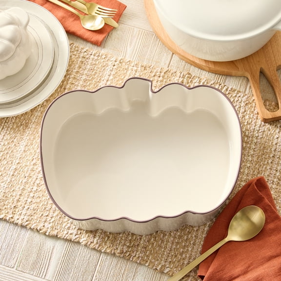 Better Homes & Gardens 10" x 13" Cream Figural Pumpkin Stoneware Baking Dish