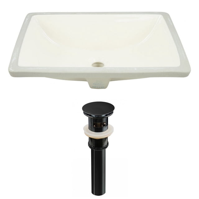 18.25-in. W CUPC Rectangle Bathroom Undermount Sink Set In Biscuit - Black Hardware - Overflow Drain Incl. AI-24833