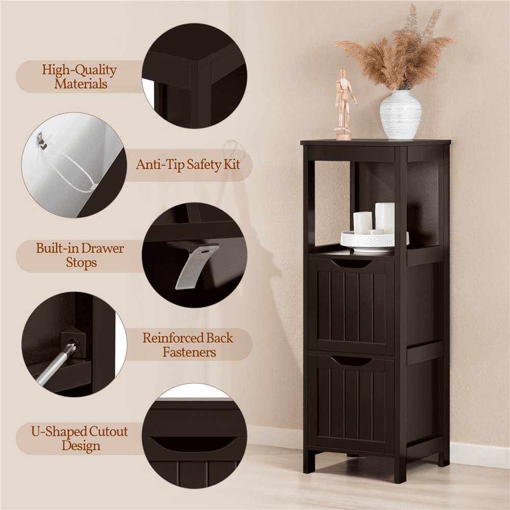 Renwick Wooden Cabinet with 2 Drawers for Storage, Espresso