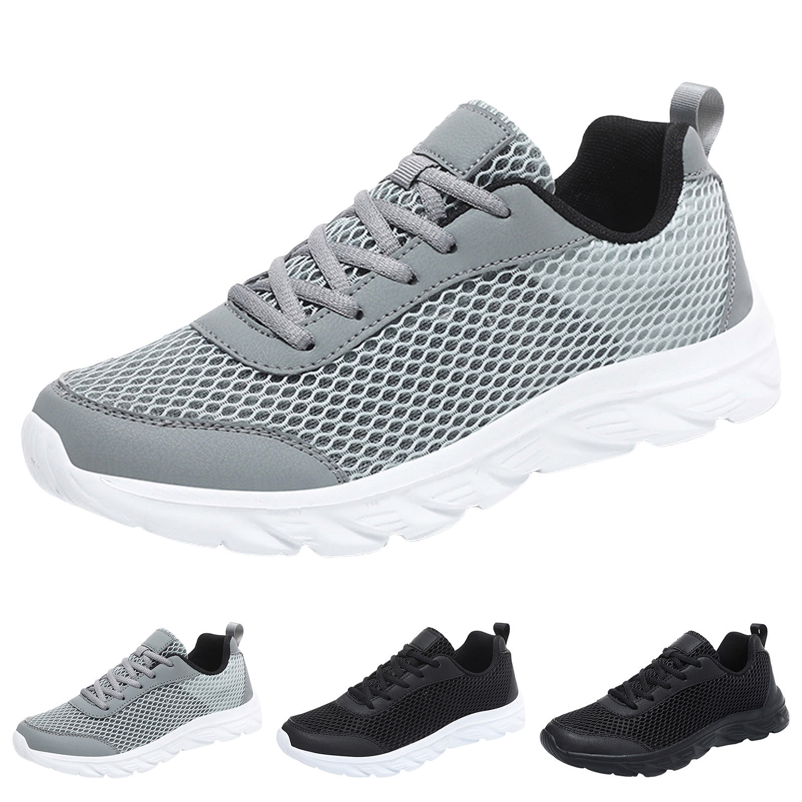 HCNTES Men's Running Shoes Tennis Walking Fashion Sneakers Breathable Non Slip Gym Sports Work Trainers（Black,40)