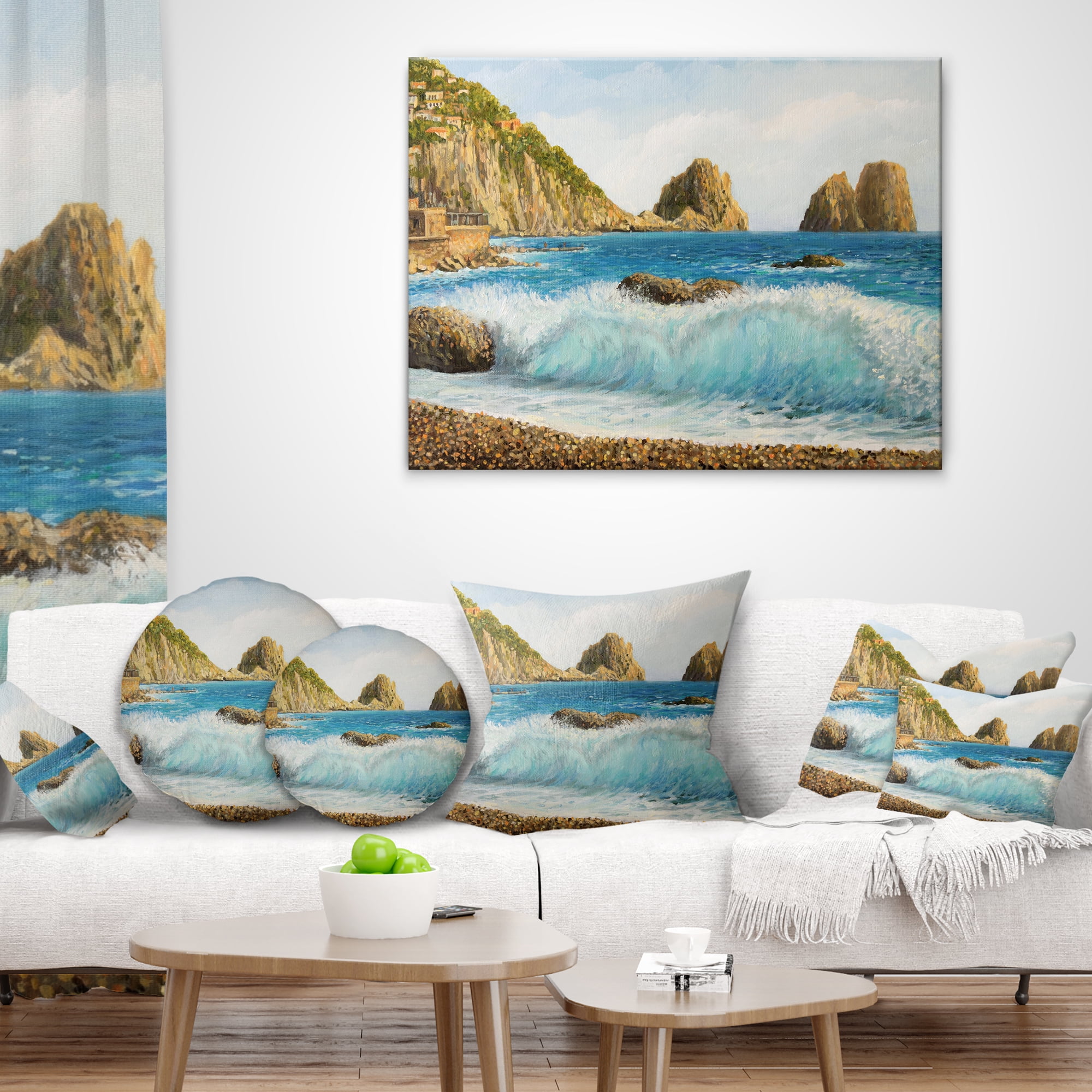Designart Faraglioni on Island Capri - Seascape Throw Pillow - 18x18