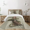 thumbnail image 3 of Ambesonne Fantasy Quilted Bedspread Set 2 Pcs, Geisha with Huge Dragon, Twin Size, Olive Green Eggshell, 3 of 6