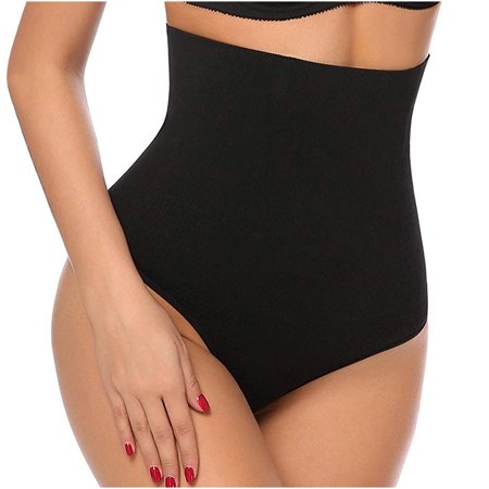 

EHTMSAK Tummy Control Seamless Shapewear for Women Seamless High Waisted Briefs Body Shaper Thong Panty Black L