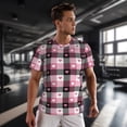 thumbnail image 3 of Wukai Heart Plaid Print Men's Short-Sleeved Mesh T-Shirt,Quick-Dry Short Sleeve Workout T-Shirt-6X-Large, 3 of 8