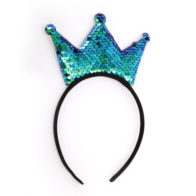 Accesorios Únicos 1 Pc Diadema de Lentejuelas de Moda para Mujeres y Niñas Azul Lago