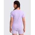 thumbnail image 2 of CRZ YOGA Girls Seamless Short Sleeve Athletic T Shirts Active Sports Casual Tees Crew Neck Kids Teen, 2 of 5