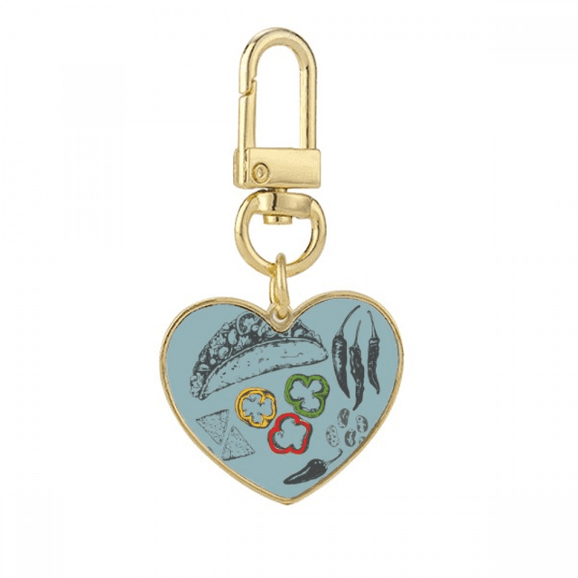 Porte-clés en Métal avec Porte-Clés Cœur Doré pour Aliments Poivrons
