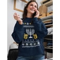 thumbnail image 6 of Tstars Women's Funny Jewish Holidays Ugly Christmas Hanukkah Sweatshirt,Small Navy, 6 of 6