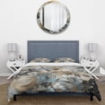 thumbnail image 3 of Designart "Silky Flower Design Golden Blue II" Floral Bedding Covert Set - Traditional Blue Bed Set With 2 Shams, 3 of 6