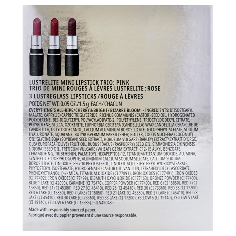 MAC Lustelite Mini Lipstick Trio - Pink, 3 Pc, Long-Wearing, Sheer