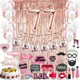 thumbnail image 4 of 77th Birthday Decoration Rose Gold, 77 Party Supplies Decoration, 77th Sash, 77 Cake Topper, 77th Photo Props, confetti Balloons, Curtain, 4 of 4