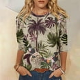 thumbnail image 2 of PuLe Long Sleeve Shirts for Women 3/4 Sleeve Shirts for Women 2024 Womens Floral Print V Neck 3/4 Sleeve Shirts Business Casual Tunic Tops Loose Work Blouses, 2 of 5