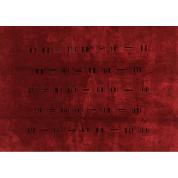 Ahgly Company Indoor Rectangle Abstract Red Modern Area Rugs, 2' x 5'