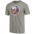 thumbnail image 2 of Men's Ash New York Islanders Distressed Team Logo Tri-Blend T-Shirt, 2 of 3
