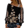 thumbnail image 1 of Mujeres moda manga larga camisas casuales fuera del hombro pulóver blusas Pompotops FGAJ20372, 1 of 5