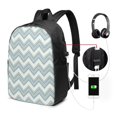 thumbnail image 3 of YFYANG 17" Laptop Backpack, Triangular Stripe Pattern Fashion Travel Work Backpack with USB and Headphone Cable Interface for Men and Women, 3 of 8