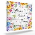 thumbnail image 2 of Spring Flower Framed Canvas Wall Art, Home Sweet Home Sunflower Tulip Daisy Butterfly Wood Grain Wall Art Painting for Living Room Bedroom Home Decor, 8”x8”, Office Artwork Print, 2 of 9