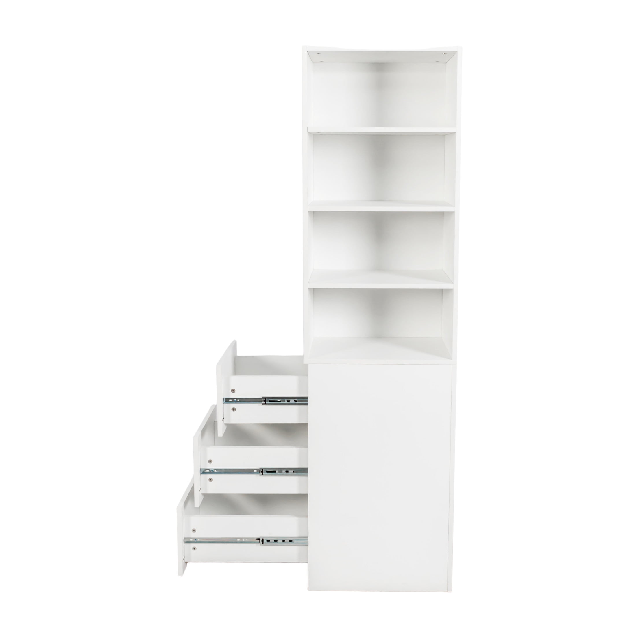 Noble House 70.87" Bookshelf Cabinet, with Shelves and Drawers, Modern Storage for Living Room or Home Office, White