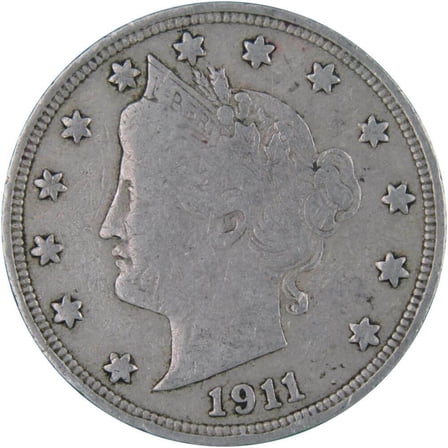 1911 Liberty Head V Nickel 5 Cent Piece AF About Fine 5c US Coin Collectible
