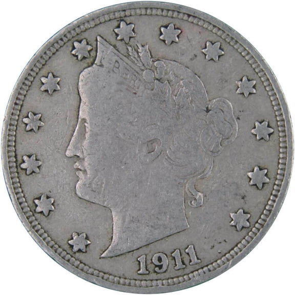 1911 Liberty Head V Nickel 5 Cent Piece AF About Fine 5c US Coin Collectible