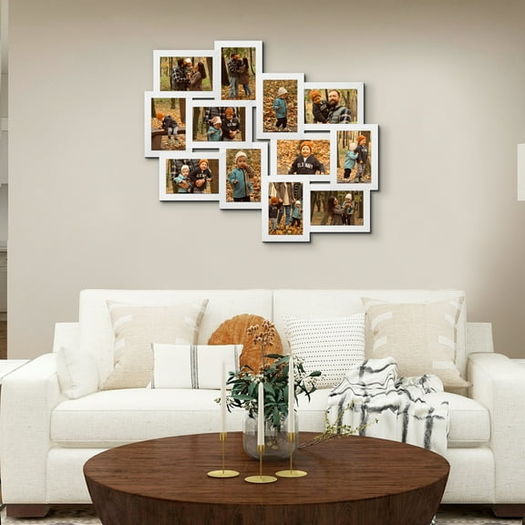 12 Openings Family Display Picture Collage Frames 6" X 4" Photo Frame For Wall White