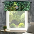 thumbnail image 4 of St. Patrick's Day Valances for Windows Dreamy Smiling Gnome Spring Shiny Green Lucky Shamrocks Rod Pocket Curtain Valance Window Treatment Short Curtains for Kitchen Living Room, 42"x18", 4 of 9