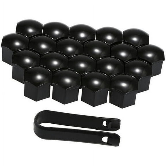 20 Pcs Universal 21Mm Wheel Nut Covers Plating Lug Nut Screw Protector Black