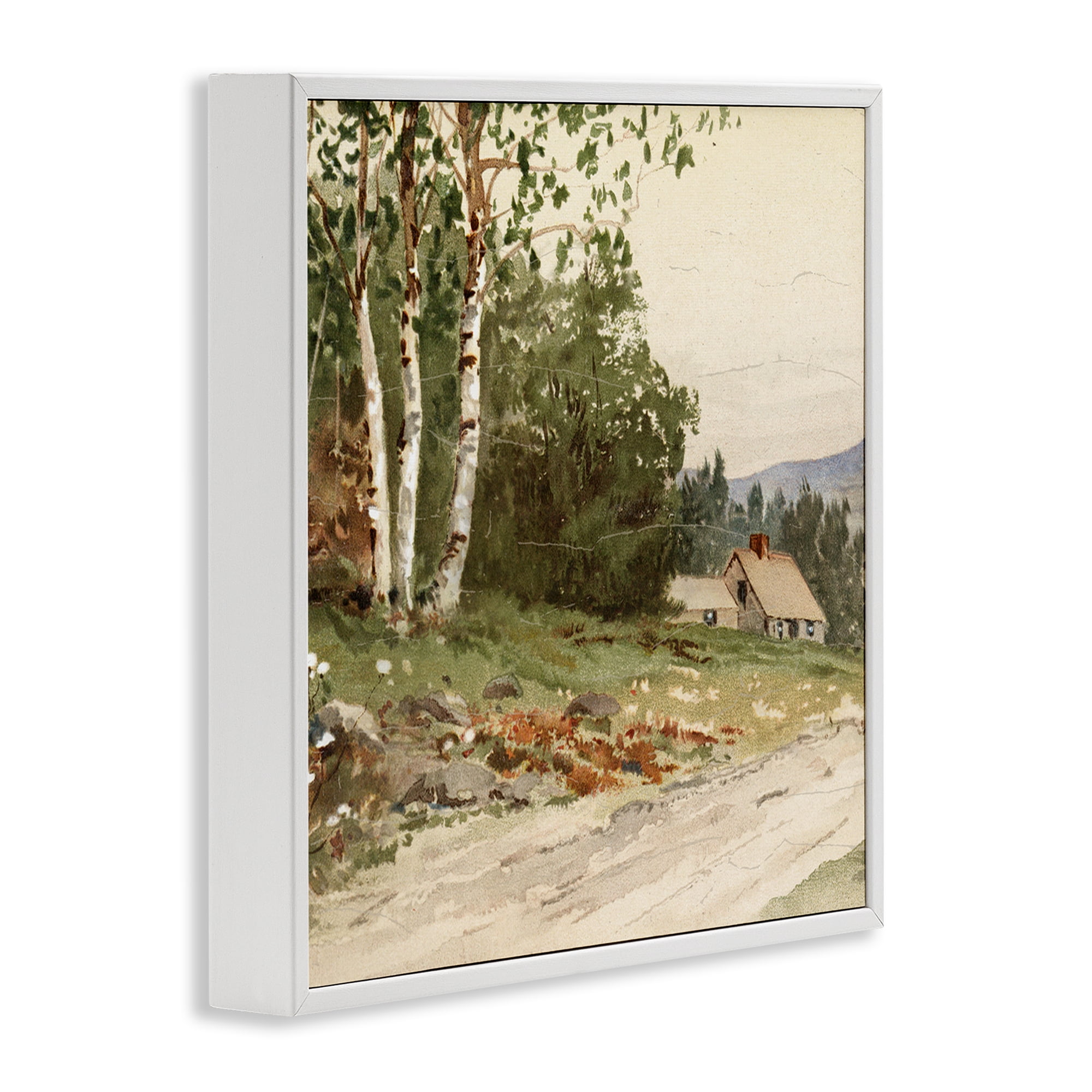 Stupell Industries Farm House Dirt Road White Framed Giclee Art, design by Lula Bijoux & co.