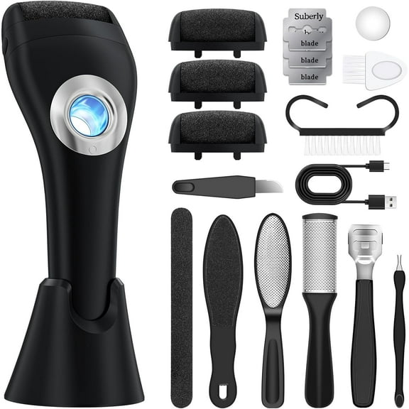 Foot Scrubber Callus Remover for Feet - with Holder & RingLight, Portable Pedicure Kit Foot File Callus Remover, Waterproof Professional Pedicure Tool Foot Care for Deadskin Hard Cracked Dry Skin