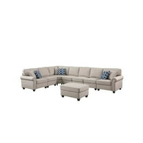 Devion Furniture Bouke Artificial Leather Modular Sofa Sectional With Ottoman