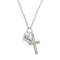 thumbnail image 2 of Delight Jewelry Silvertone Large ''Daughter'' Heart with Clear Crystal Be Strong and Courageous Engraved Cross Zoey Necklace, 28", 2 of 4