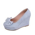thumbnail image 2 of Wedge Sandals for Women Baeitkot Women's Fashion Versatile Spring Solid Color Round Toe High Heel Low Block Heels Shoes, 2 of 9