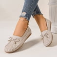 thumbnail image 5 of Miluxas Lightweight Anti-Slip Breathable for Women, Dressy Slip-On Bow-Knot Flats Loafers Beige 6.5(38), 5 of 9