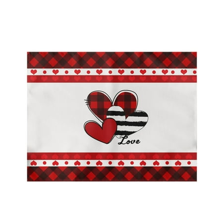 

Valentine s Day Placemats Red Check Placemats 30x45cm For Table Decoration Valentine s Day Waterproof Cotton Linen Table Placemats For Indoor Kitchen Decoration Dinner