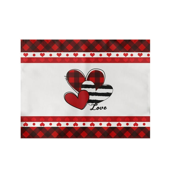 Valentine's Day Placemats Red Check Placemats 30x45cm for Table Decoration Valentine's Day Waterproof Table Placemats for Indoor Kitchen Decoration Dinner, A