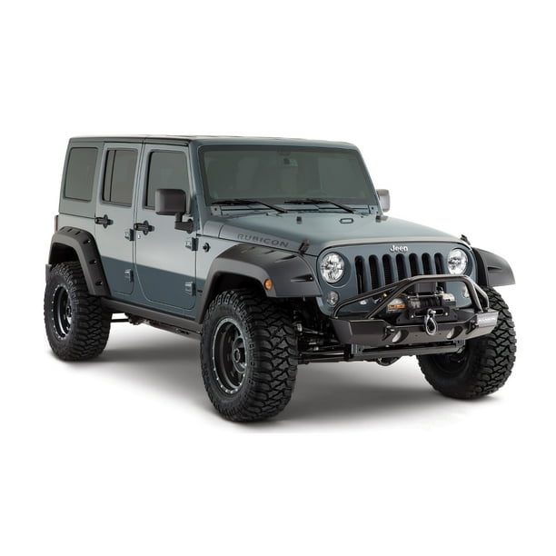 Bushwacker 10080-02 Black Pocket/Rivet Style Smooth Finish Rear Fender  Flares for 2007-2018 Jeep Wrangler JK Unlimited 4-Door 