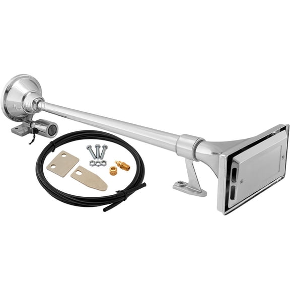 Vixen Horns Train Horn for Boat/Truck/Car. Air Horn Waterproof Chrome Plated Single Trumpet   Cover. Super Loud dB. Marine Grade Finish. Fits 12v/24v Vehicles like Semi/Pickup/Jeep/SUV VXH1264