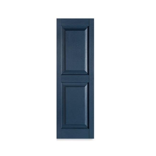 12 x 71 in. Raised Panel Exterior Decorative Shutters, Navy Blue