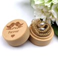 thumbnail image 4 of Cute Wooden - Small Premium Round Ear Jewelry Storage Organizer Gift Box with Forever Pattern for Proposal, Engagement, Wedding, 4 of 7