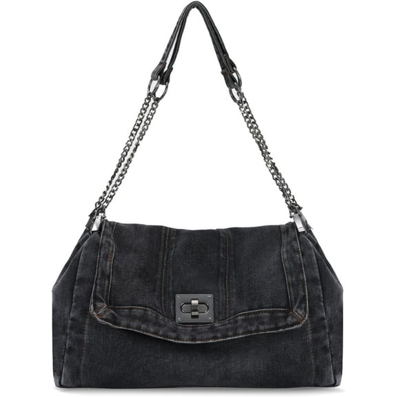 Denim Shoulder Bags for Women Retro Hobo Purse With Adjustable Chain Fashion Tote Handbags
